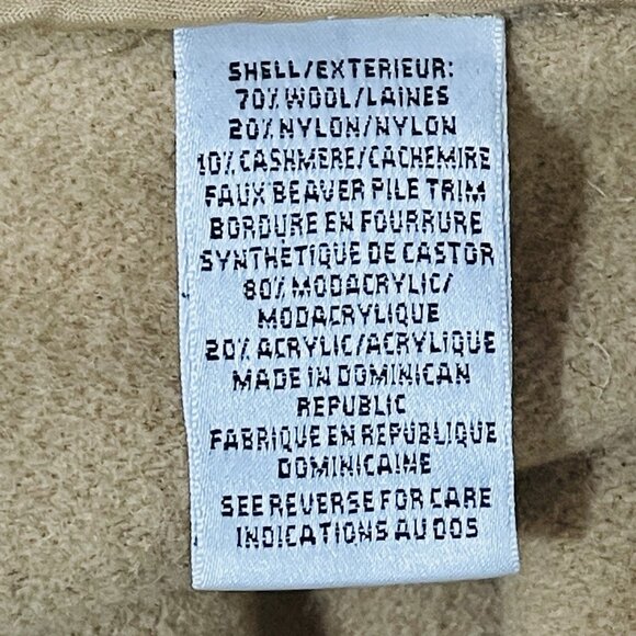 Talbots Womens Camel Tan Cape Wool Cashmere Blend Faux Fur Trim Sz S Petite - Picture 10 of 10